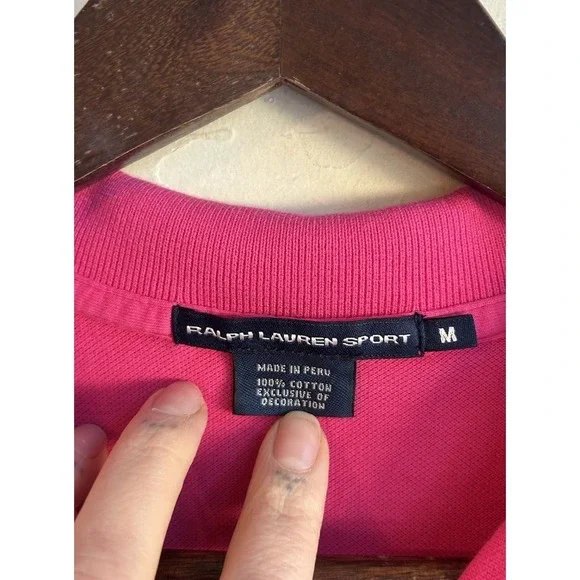 Ralph Lauren Sport Polo Dress M Hot Pink Logo Preppy Cotton Peru Sporty Tennis - Picture 4 of 7